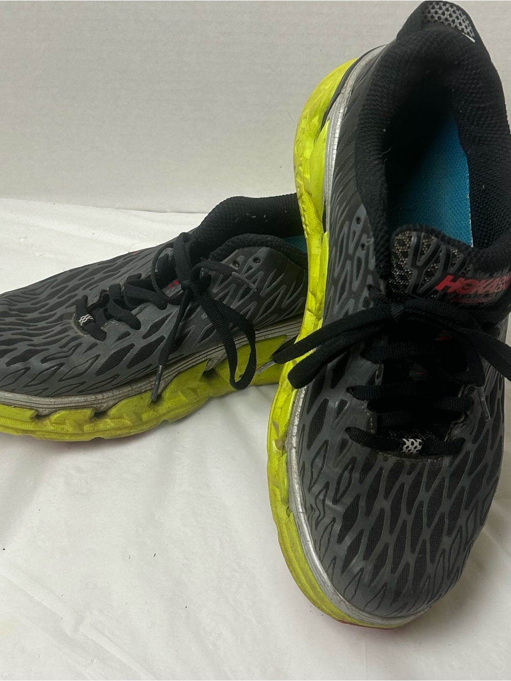 Hoka One One Vanquish 2 Grey Black Yellow Running Shoes Men 7.5